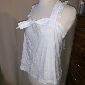 J.Crew White Tank with Knot and ruffle straps